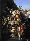 Butterfly Canvas Paintings - Still Life with Grapes_ Peaches_ Flowers and a Butterfly